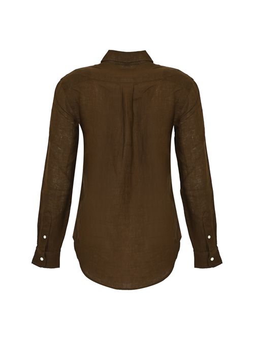 Camicia Polo Pony in lino Dark brown POLO RALPH LAUREN | 211970730508